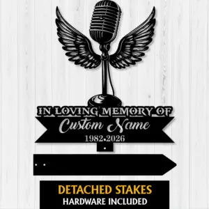 Personalized Microphone Memorial Garden Stake