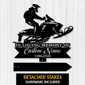 Personalized Snowmobile Memorial Garden Stake