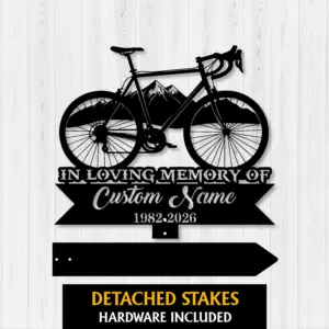 Personalized Mountain Bike Memorial Garden Stake