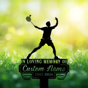 Personalized Badminton Player Memorial Garden Stake Personalized Badminton Player Memorial Garden Stake