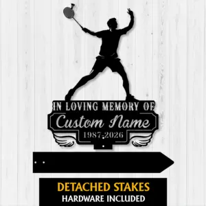 Personalized Badminton Player Memorial Garden Stake