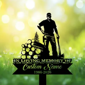Personalized Lumberjack Memorial Garden Stake