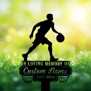 Custom Basketball Tribute Garden Stake – Personalized Player Memorial Sign Custom Basketball Tribute Garden Stake – Personalized Player Memorial Sign