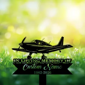 Personalized Airplane Memorial Garden Stake