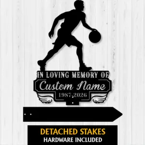 Custom Basketball Tribute Garden Stake – Personalized Player Memorial Sign