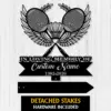3a-2 Black metal memorial sign with crossed badminton rackets, shuttlecock and wings above text reading "In Loving Memory of Custom Name 1982-2026" on a white wood background