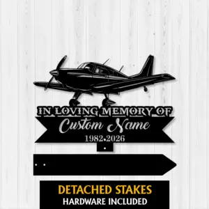 Personalized Airplane Memorial Garden Stake