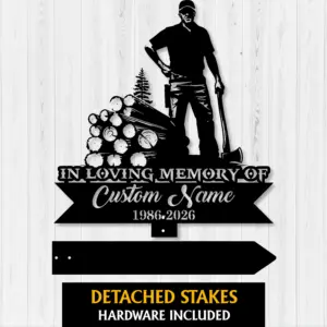 Personalized Lumberjack Memorial Garden Stake