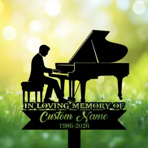 Personalized Male Pianist Memorial Garden Stake
