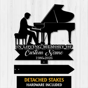 Personalized Male Pianist Memorial Garden Stake