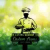 Silhouette of a chef holding a covered dish over grassy spring background with text plaque reading "In Loving Memory of Custom Name 1987-2026"