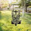 Memorial graphic with a cross, roses, laurel wreath and text "In Loving Memory of CHRISTINA 1980-2025" over a sunny park scene with grass, trees and a picnic shelter