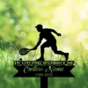 Silhouette of a tennis player with racket over a memorial sign reading “IN LOVING MEMORY OF Custom Name 1986-2026” against a sunlit green grassy background