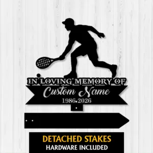 Custom Male Tennis Player Memorial Sign