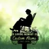 6b-2 Black silhouette memorial lawn sign of an elderly woman sitting in a rocking chair reading, flowers and grass foreground, text reads "In Loving Memory of Custom Name 1987-2026" against a soft green bokeh background