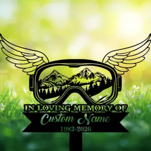 Personalized Ski Tribute Garden Stake — Custom Name & Dates Skiing Memorial Sign