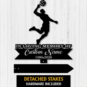 Personalized Male Volleyball Player Memorial Sign