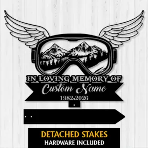 Personalized Ski Tribute Garden Stake — Custom Name & Dates Skiing Memorial Sign