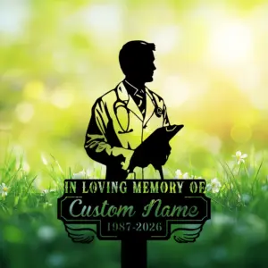 custom male physician memorial garden sign – personalized doctor tribute plaque