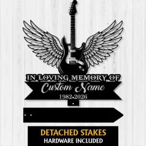 Personalized Electric Guitar Memorial Sign