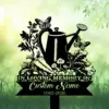 9b-2 Black silhouette memorial garden sign with a watering can, flowers, carrots and butterflies over a green blurred grassy background, text reads "IN LOVING MEMORY" and "Custom Name 1982-2026"
