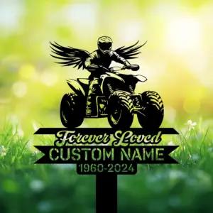 Custom Angel ATV Memorial Garden Stake