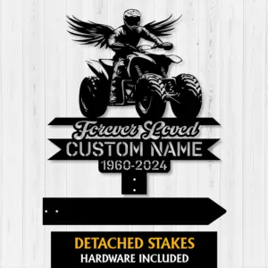 Custom Angel ATV Memorial Garden Stake