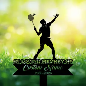 Personalized Badminton Memorial Garden Stake