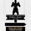 Boxer-2 Black boxer memorial yard stake with "In Loving Memory Of Custom Name 1986-2026" on white wood, detached stakes shown