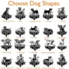 Boxer-5 Sheet of black silhouette dog memorial sign designs titled "Choose Dog Shapes" showing 20 numbered poses with sample plaque text "In Loving Memory Of MAX 2016-2024" and floral/angel/butterfly decorations