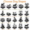 Boxer-6 Grid of black-and-white memorial dog silhouette designs titled “Choose Dog Shapes,” each labeled with names like “In Loving Memory Of MAX 2016-2024” and numbered poses (butterfly, angel, sleeping, flowers).