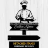 Chef-2 Chef memorial yard sign reading In Loving Memory of Custom Name 1986-2026, with detached stakes on white wood backdrop