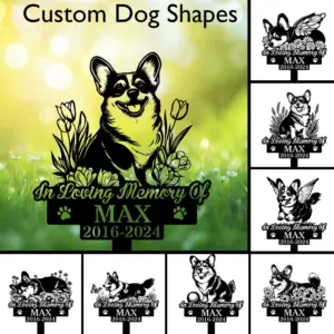 Personalized Corgi Memorial Garden Stake