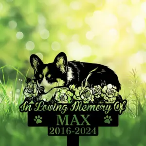 Personalized Corgi Memorial Garden Stake