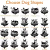 Grid of black-and-white corgi memorial design options titled "Choose Dog Shapes" with sample name MAX and years 2016–2024, showing various poses and flower/angel motifs
