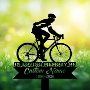 Personalized Cyclist Memorial Garden Stake