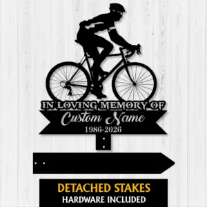 Personalized Cyclist Memorial Garden Stake