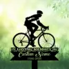 Cyclist-3 Black silhouette of a cyclist on a road bike above a memorial plaque reading "IN LOVING MEMORY" and placeholder "Custom Name 1986-2026" on a soft green outdoor background