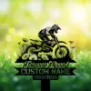 Dirt-Bike-Poppy-Flowers-1 Silhouette of a motocross rider on a dirt bike above floral accents with text placeholders "Forever Loved" and "CUSTOM NAME 1960-2024" on a bright green bokeh background