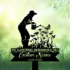 Silhouette memorial garden sign of a woman watering flowers with text reading "In Loving Memory of Custom Name 1986-2026" against a soft green leafy background