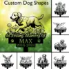 Golden-Retriver-1 Memorial garden sign design showing a running Golden Retriever above flowers with text "In Loving Memory Of" and name MAX, 2016-2024