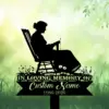 Black memorial garden stake with woman knitting in rocking chair, text 'In Loving Memory of Custom Name 1986-2026'