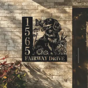 Personalized Long-Haired Dachshund Address Sign