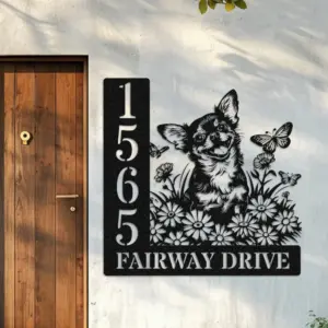 Personalized Longhair Chihuahua Address Sign