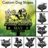 Longhair-Dachshund-1 Memorial garden sign designs showing a dachshund surrounded by flowers with text “In Loving Memory Of MAX 2016-2024” on green bokeh background
