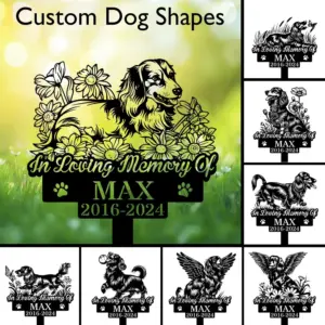 Personalized Longhair Dachshund Memorial Stake