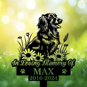 Personalized Longhair Dachshund Memorial Stake