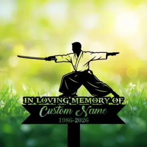 Personalized Martial Arts Memorial Garden Stake