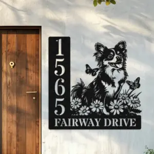 Personalized Papillon Address Sign