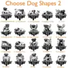 Pug-5 Sheet of black-and-white memorial dog silhouette designs labeled 'Choose Dog Shapes 2' with examples like 'In Loving Memory of MAX 2016-2024' showing pugs in various poses and floral or angel motifs